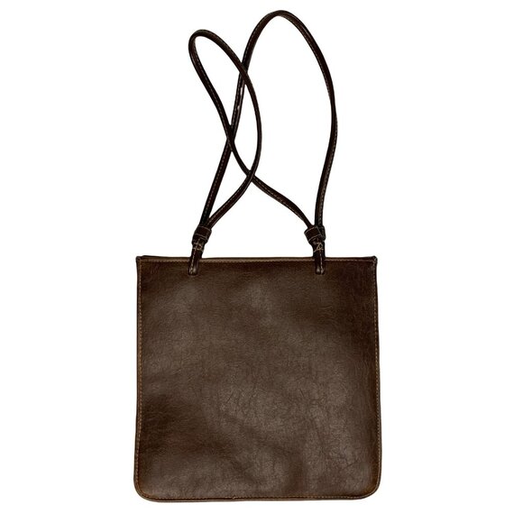 Y2K Brown Faux Vegan Leather Purse Initial C 2000's Style Small Snap Closure - Picture 4 of 6